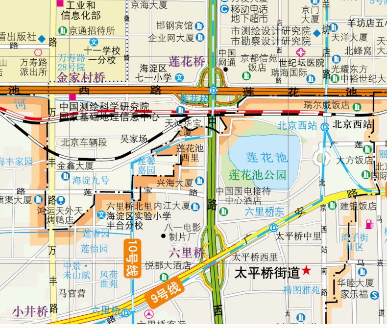 圖內附詳細的北京市公交線路手冊北京市分區交通旅遊地圖正反面印刷