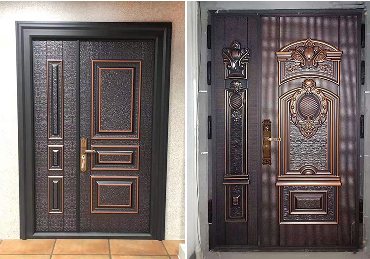 澳德乐铸铝卡门铝合金入户门农村自建房家用别墅大门对开门四开门防爆