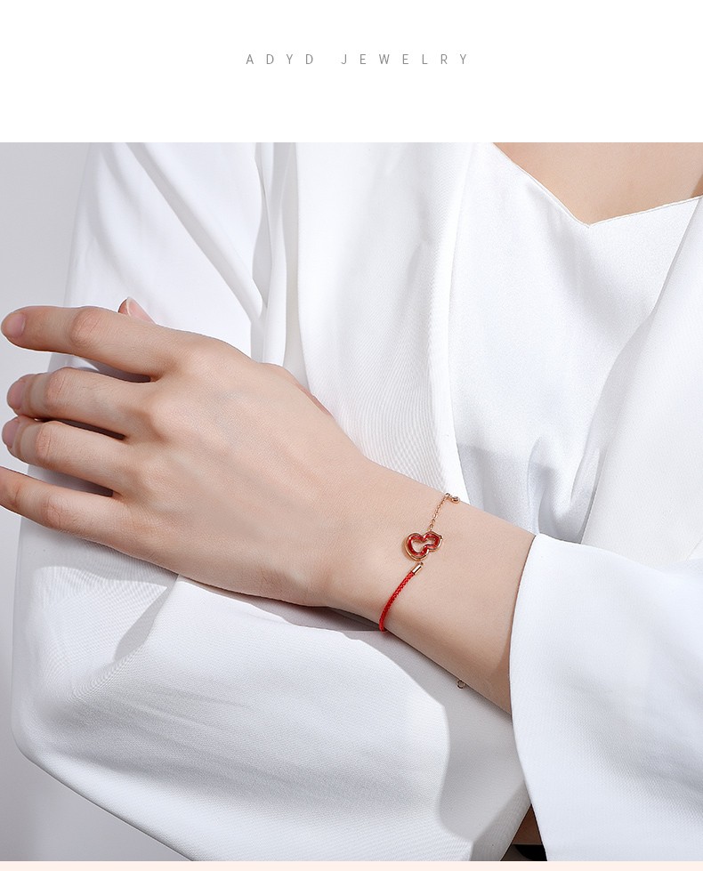 zhekuxi18金葫芦手链女生ins小众设计感轻奢玫瑰金可调节手饰2022新款