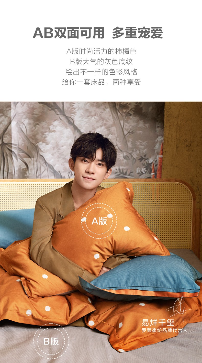 易烊千玺代言款罗莱家纺提花全棉四件套小奇迹系列新疆棉dy03814小