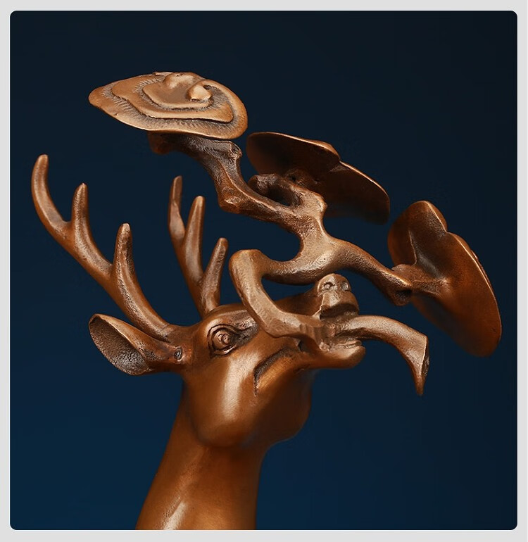 汉唐御阁 纯铜梅花鹿摆件工艺品紫铜卧鹿家居客厅装饰品办公室摆设