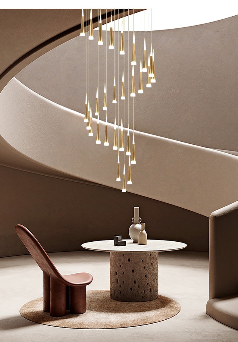 岩元复式楼长吊灯挑空公寓楼梯间斜顶吊灯北欧轻奢吧台现代简约餐厅灯