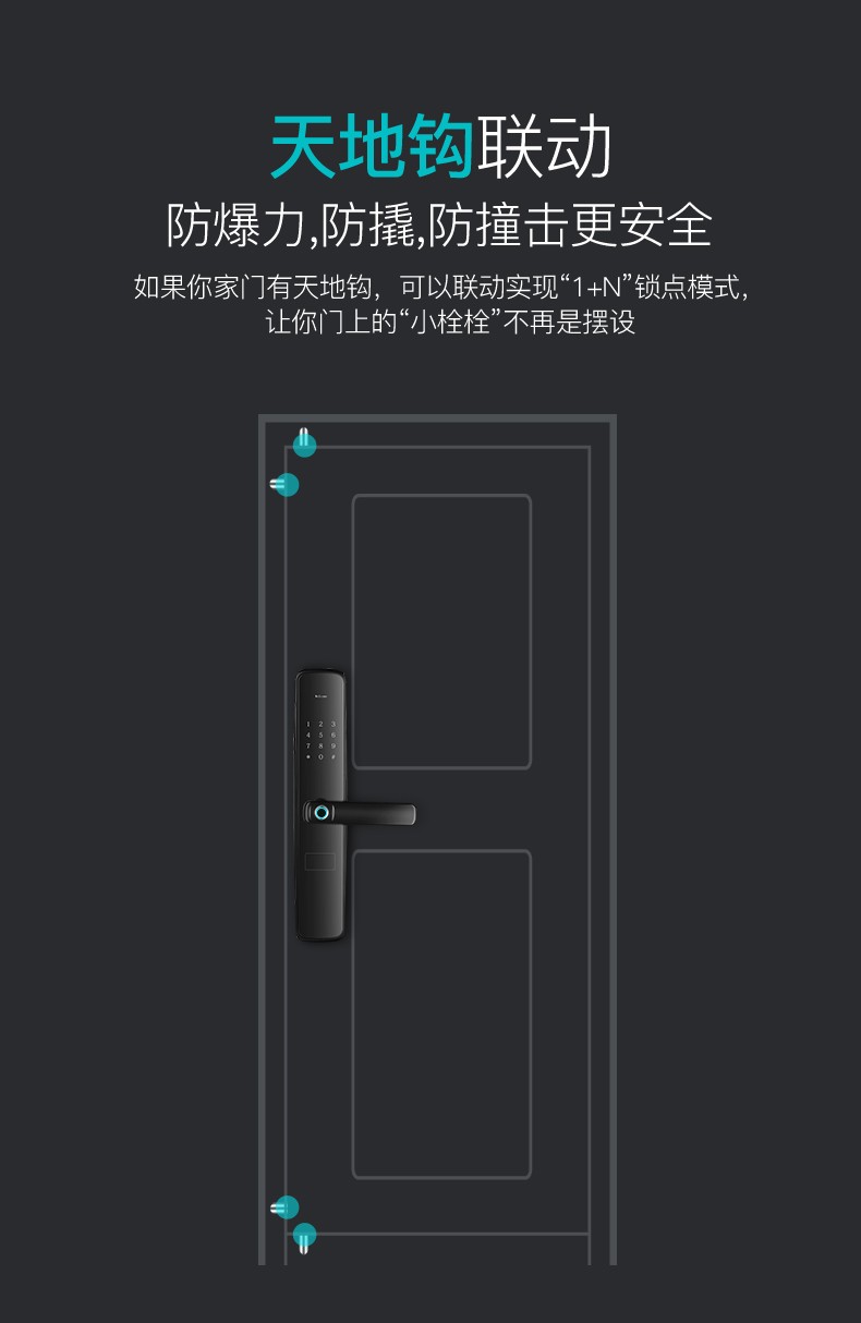 金佰鑫指纹锁家用防盗门半自动智能锁密码锁电子锁远程开门锁星耀黑