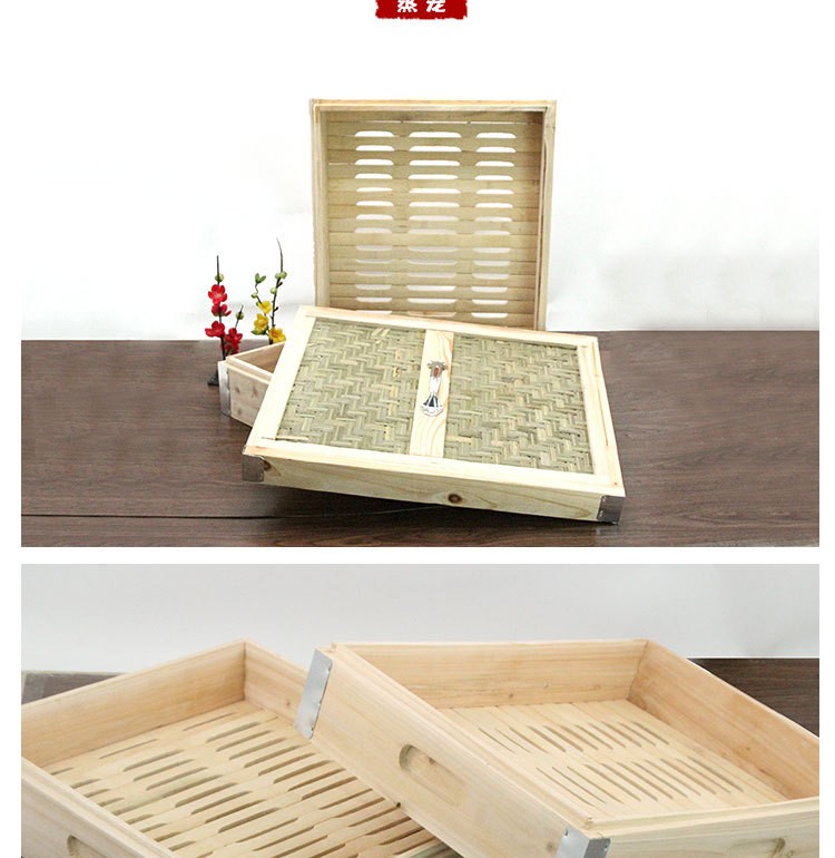 木蒸笼杉木蒸笼手工竹制小笼包蒸笼商用大号包子蒸屉蒸架蒸格40x40cm