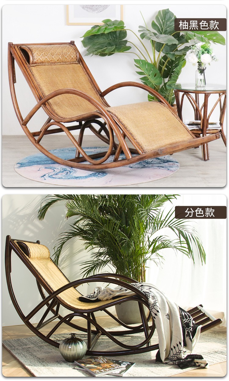 幽尔雅藤椅摇椅躺椅大人阳台家用休闲午休懒人真藤摇摇椅逍遥椅藤编