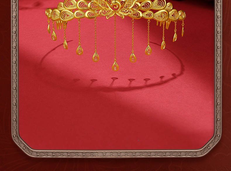 周六福黄金项链女款足金婚嫁戒指耳饰结婚首饰凤冠有凤来仪计价套链43