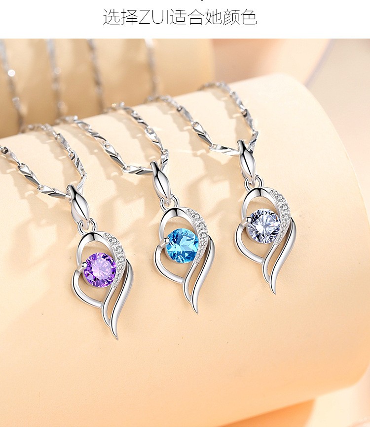 turbosun轻奢品牌项链女锁骨链s999四叶草简约吊坠纯银韩版森系银饰品