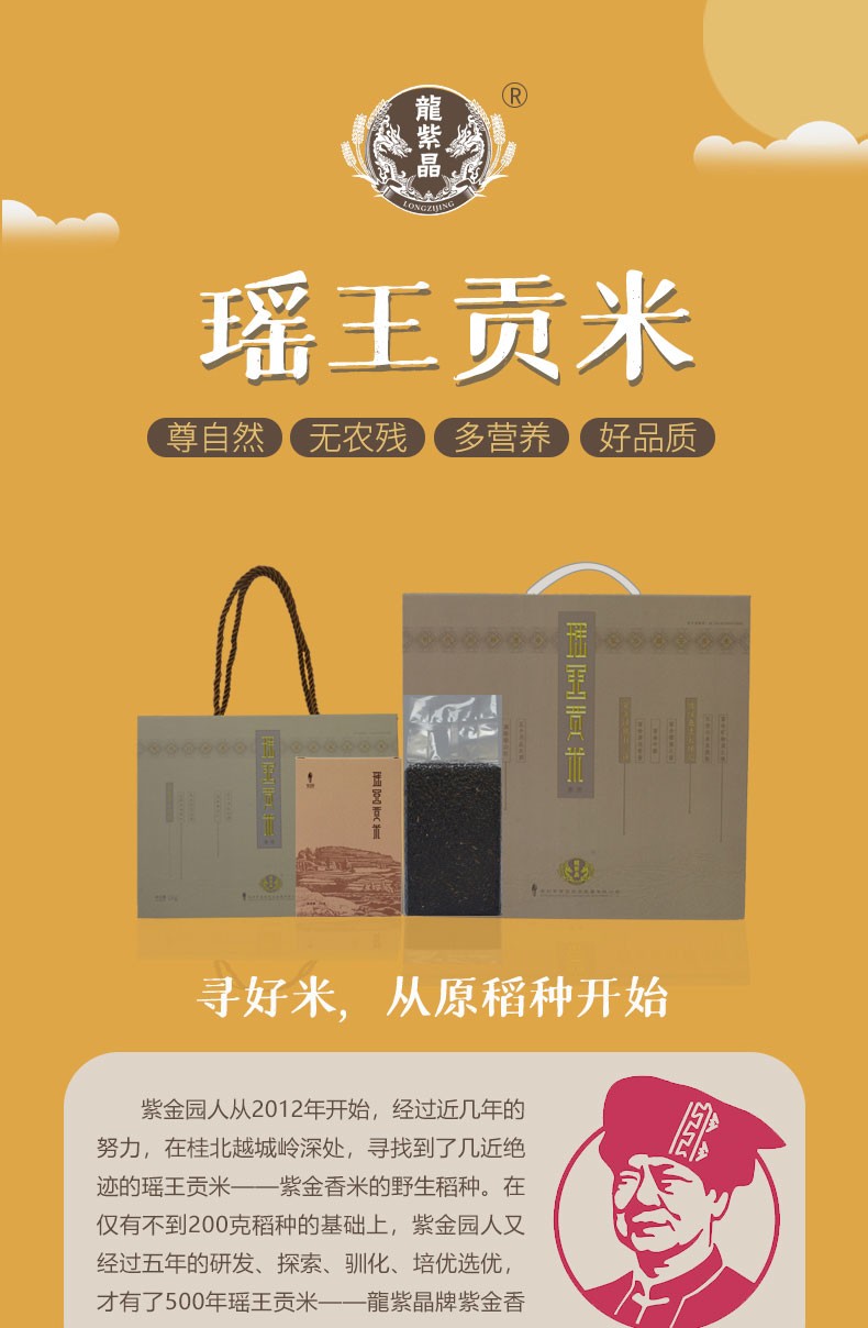 龙紫晶紫米广西桂林全州瑶王贡米礼盒装粘米类月子新
