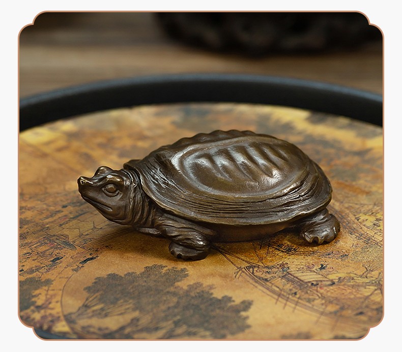 铜手把件仿真甲鱼壳把玩件富甲天下摆件老鳖茶宠随身把玩创意礼品