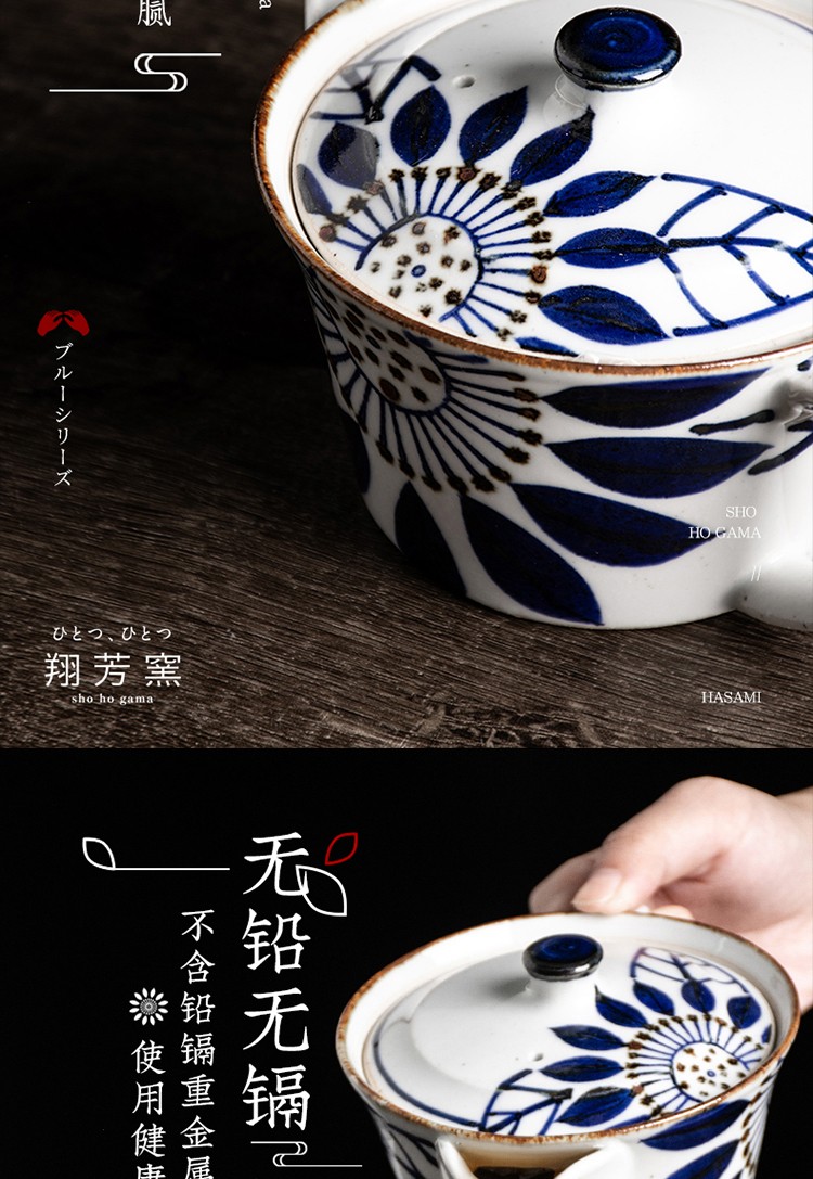 波佐见烧日本进口陶瓷茶具套装日式手绘茶杯泡茶壶翔芳窑套装家用手绘