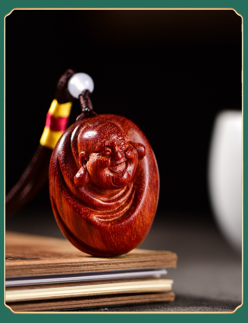 晨熟印度小叶紫檀弥勒佛手把件红木把玩件文玩手工雕刻一团和气挂件