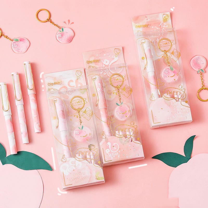 钢笔女生网红少女心可爱蜜桃风小熊墨囊钢笔套装初中小学生练字笔樱桃