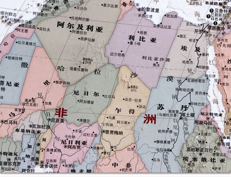 家居百搭仿古地图复古版框画图边框客厅装饰挂画中国地图红框12085米