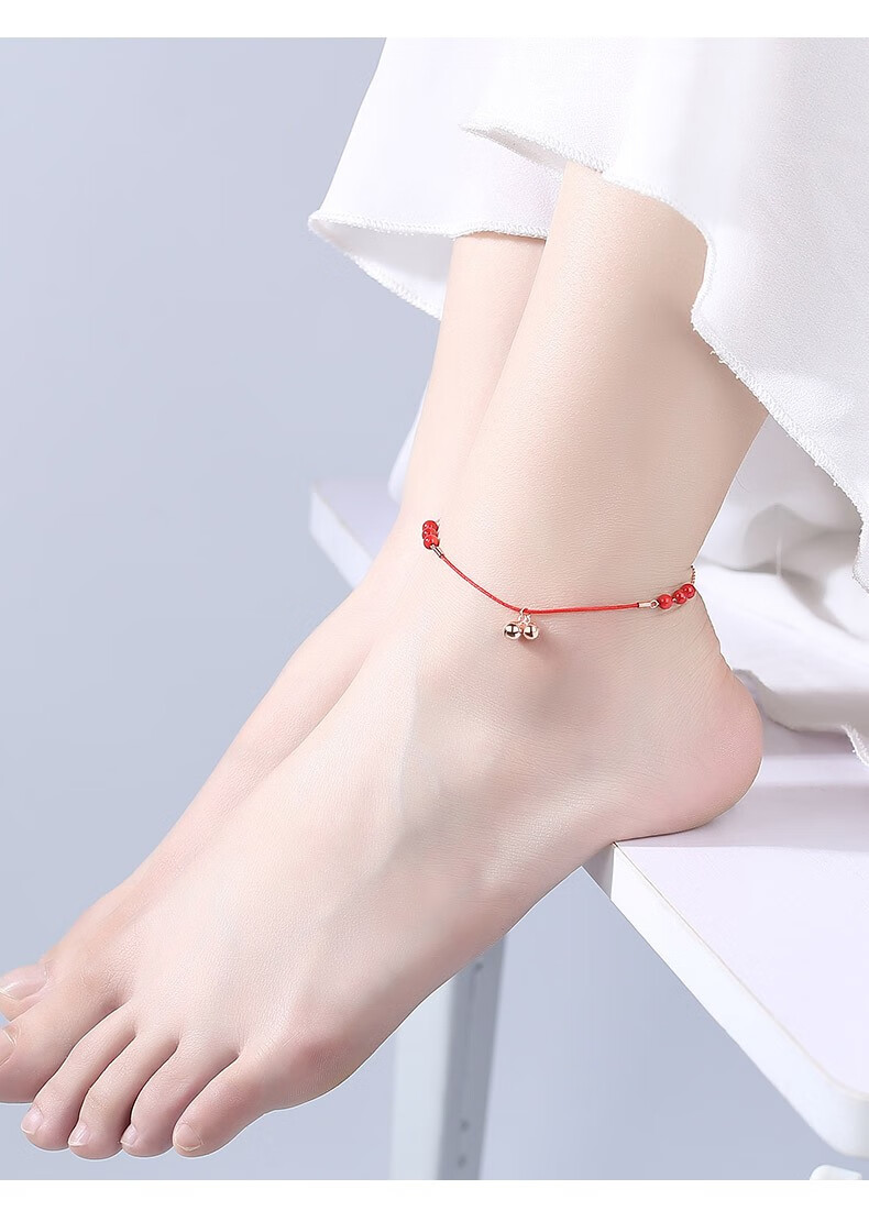 劳拉图宫铃脚链女简约时尚铃铛红绳脚裸链气质脚环结婚纪念日生日情人