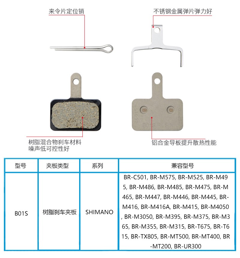 shimano刹车片禧玛诺碟刹来令片山地车碟刹片mt200自行车碟刹器b01s