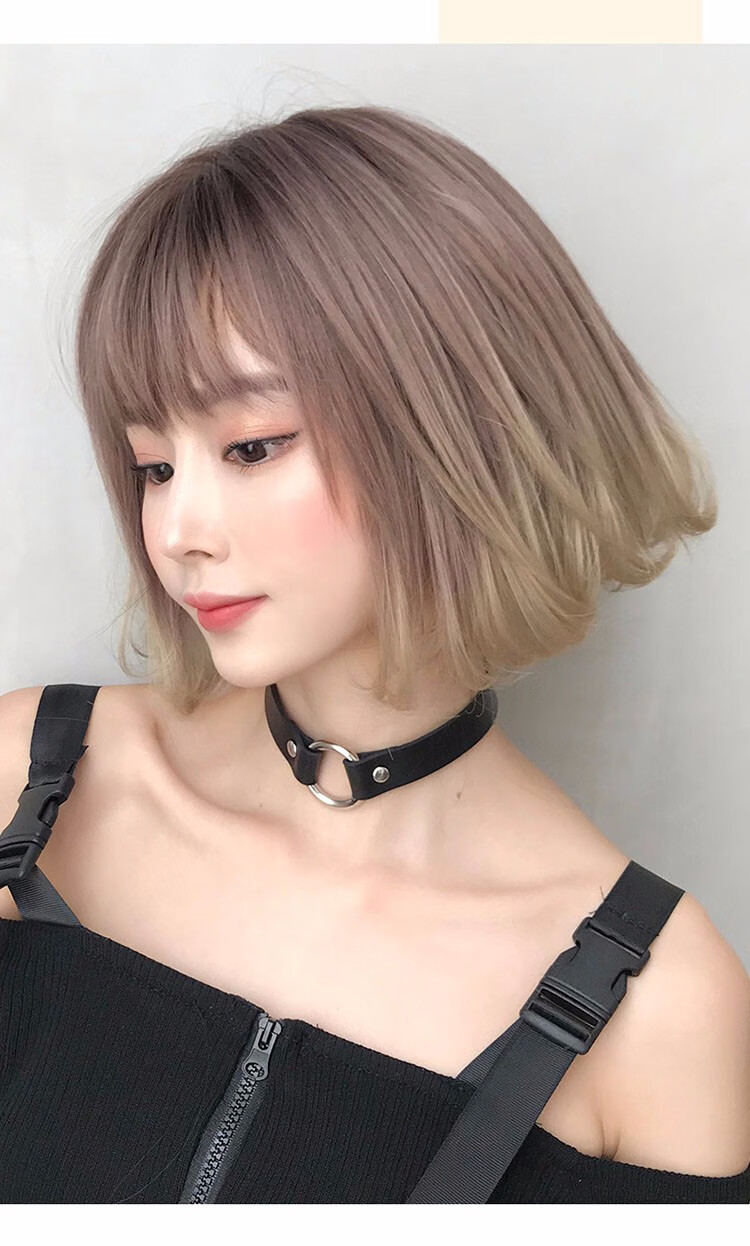 天使丝丝假发女短发全头套式网红波波头渐变金色内扣自然短发整顶发套