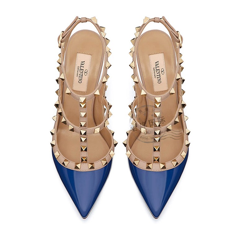 valentino华伦天奴女鞋铆钉高跟鞋凉鞋uw2s0393fe6蓝色355