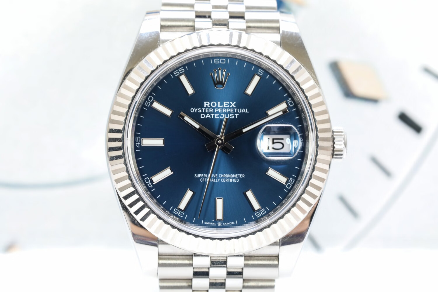 二手95新劳力士126334日志型系列男表41mm表径蓝面日历显示自动机械