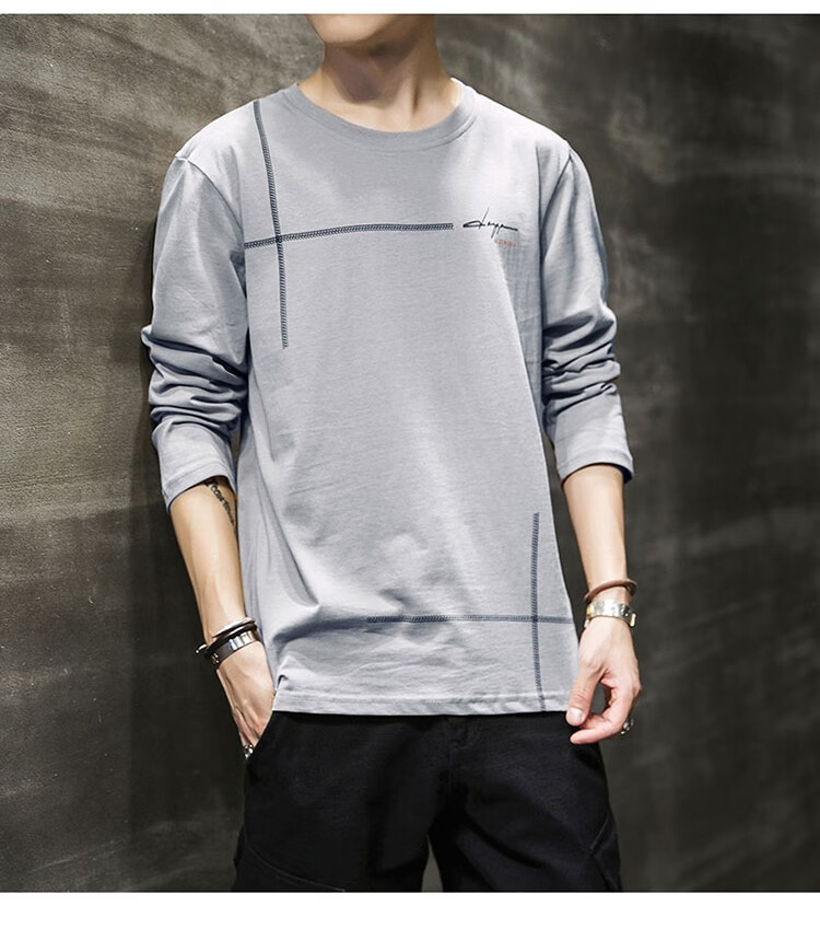 南极人长袖t恤男春秋圆领休闲男士卫衣时尚外套上衣男生套头衫衣服