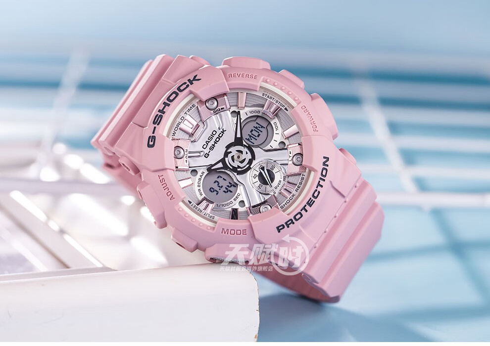 卡西欧casio手表gshock樱花粉mini运动防水男女表gmas120mf2a2