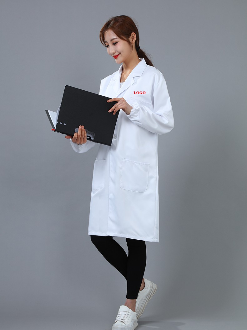 2022白大褂长袖学校实验服企业实验室工作服定制印字logo 白色 m 100-
