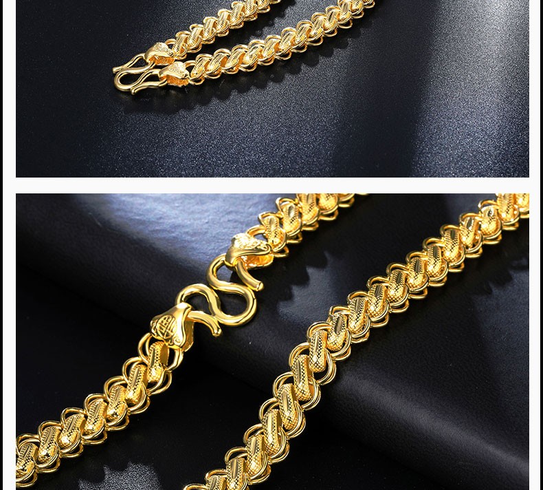 金天地珠宝 黄金项链男士足金9999福字扣扁泰国链时尚霸气粗款老板链