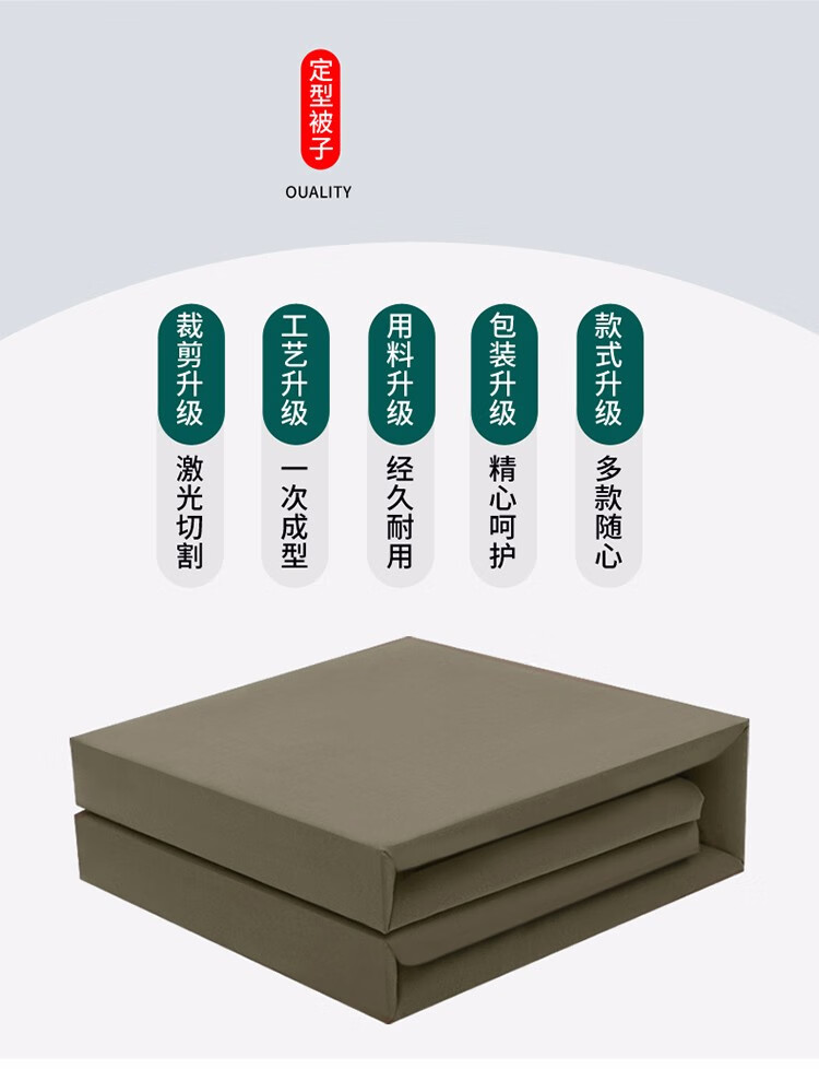 禧愿定型帆布成型棉军绿被子标准豆腐块模型叠被消防火焰蓝手工纯棉