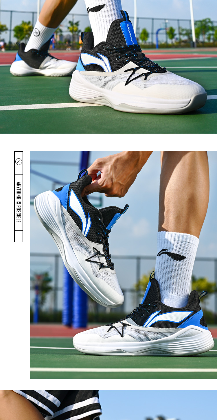 李宁篮球鞋男鞋combat舒适透气低帮男子跑步鞋比赛实战减震耐磨运动鞋