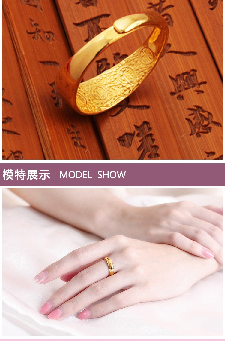 喜金珠宝黄金戒指男女对戒足金999光面蛇肚戒指情侣款素圈实心活口金