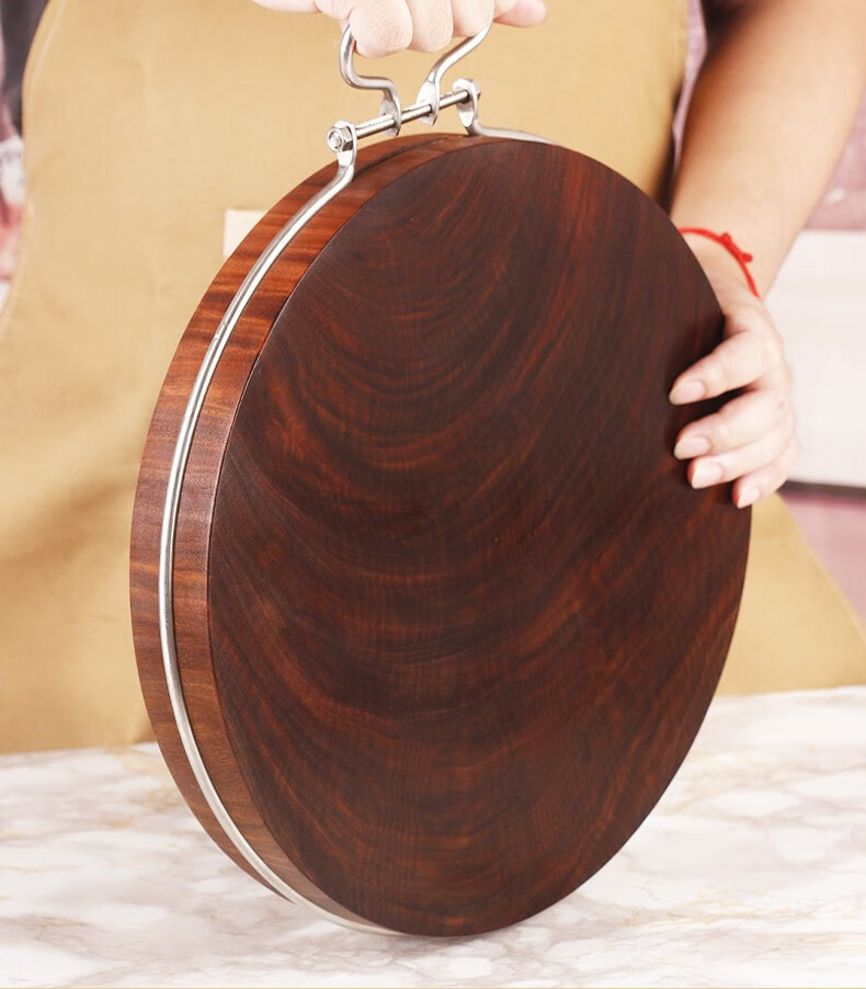 标龙 进口铁木砧板实木菜板砧板家用圆形正宗蚬木加厚整木砍剁板切