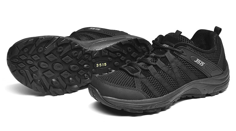 3515强人户外休闲网鞋男跑步鞋夏季黑色网纱运动鞋38