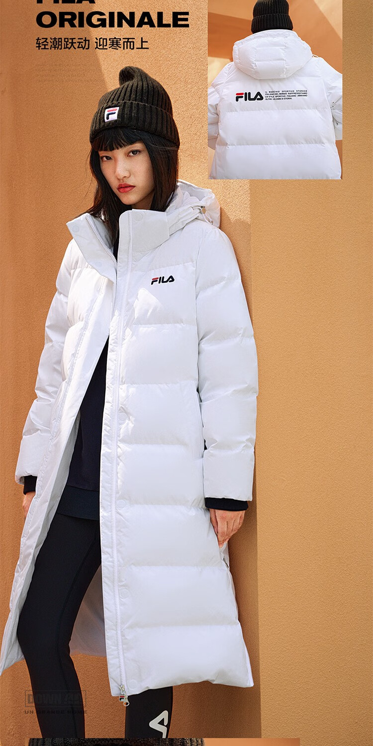 斐乐(fila) fila官方羽绒服女装2022年冬季保暖中长款连帽长袖女子