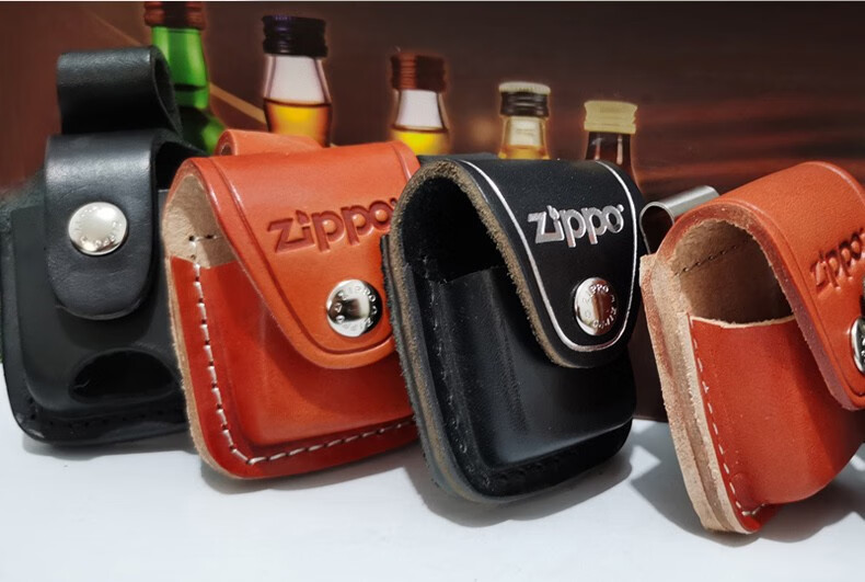 zippo打火机皮套 之宝皮扣皮套 正版打火机配件牛皮火机保护套 黑色