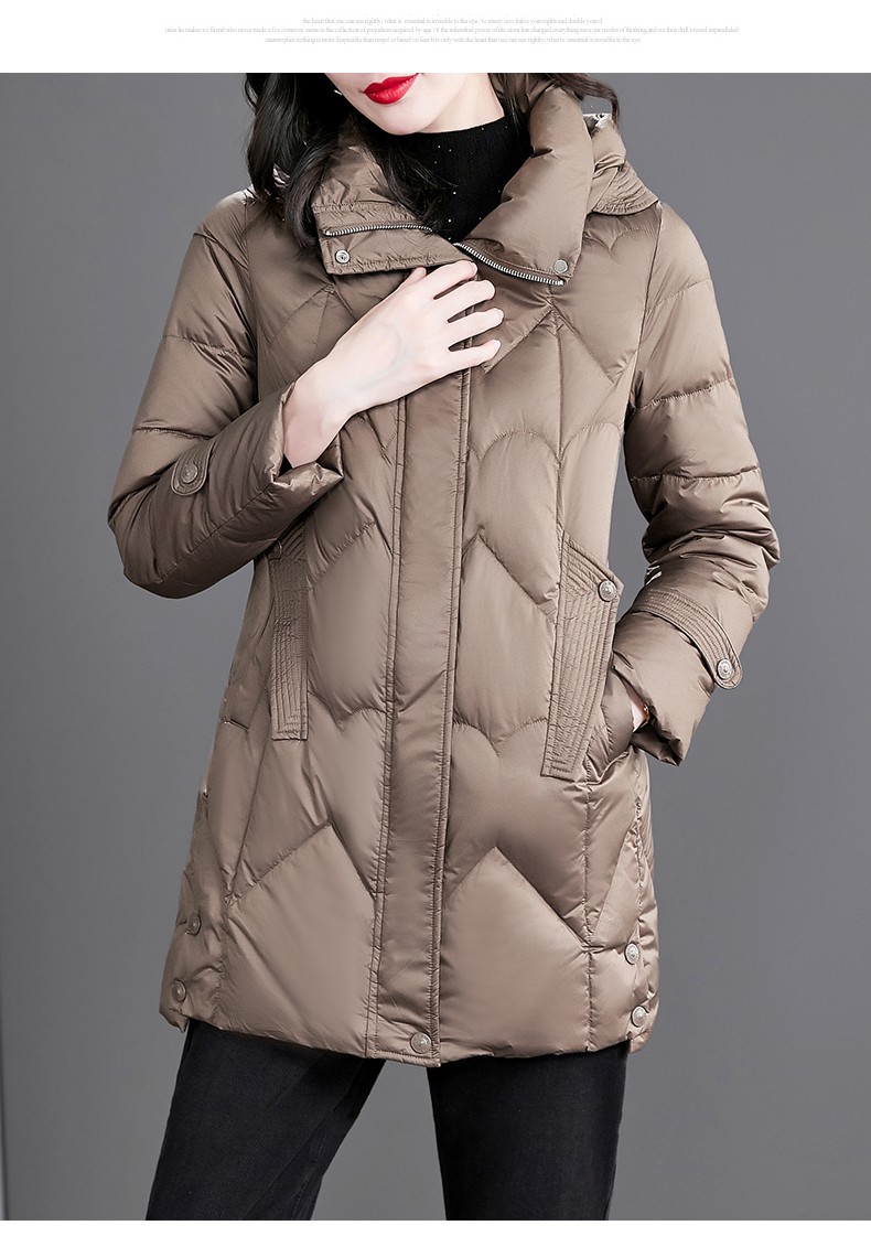 末希若品牌羽绒服冬短款2021新款白鸭绒奢华气质时尚外套女装棕色s