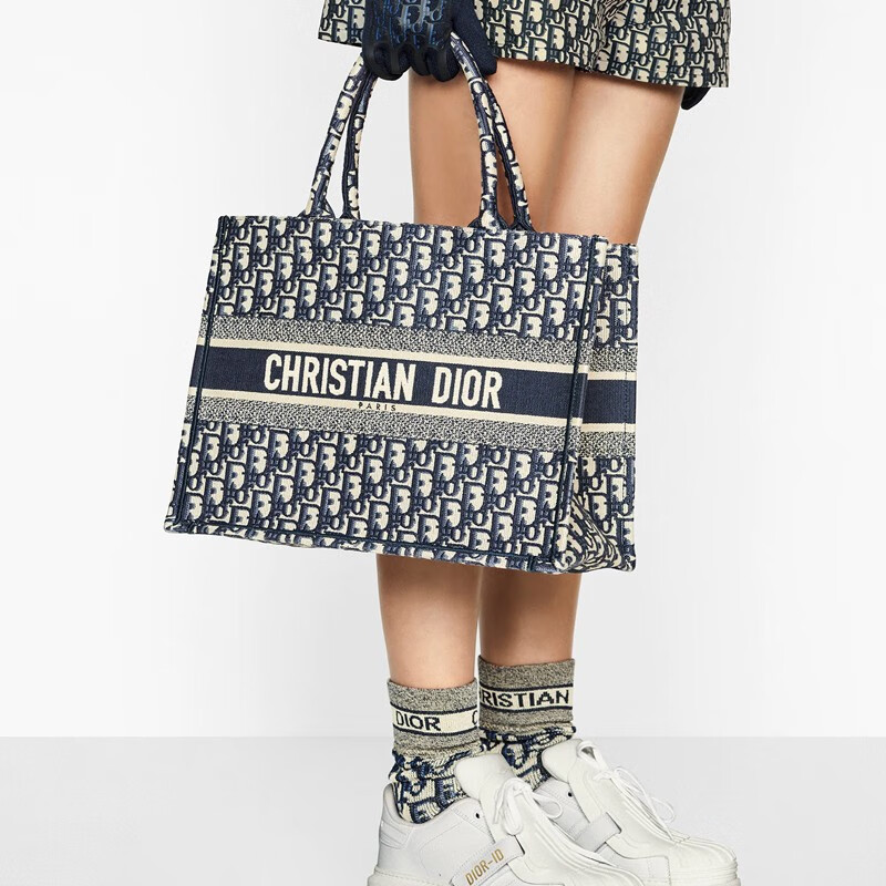 dior迪奥booktote手袋oblique印花小号托特包365x28x175厘米预售蓝色