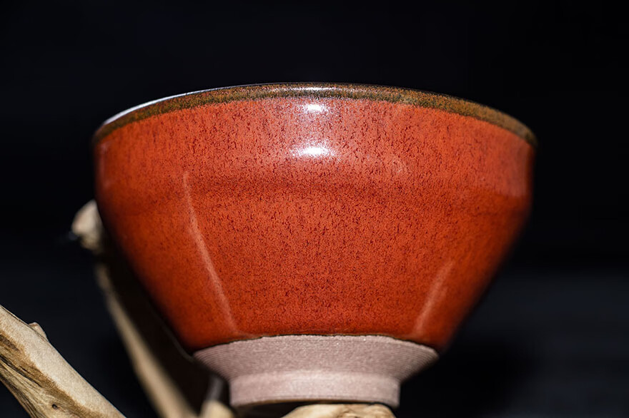 【柿红盏】国家非遗传承人 国大师 孙建兴 口径9.5 v90-313