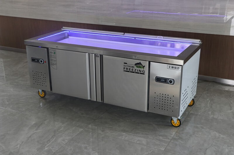 不锈钢海鲜冰台冷藏展示柜商用超市冰鲜台卧式点菜柜冷冻柜保鲜柜uck