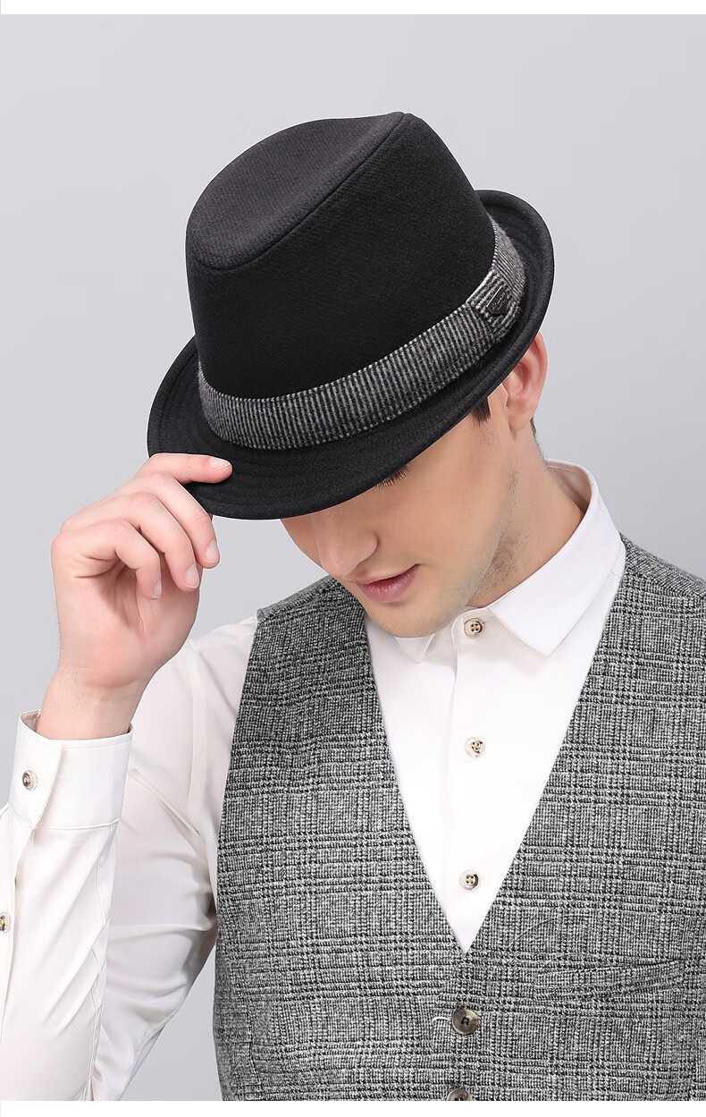 donlojoe礼帽男2021冬季新款上海滩经典复古羊毛呢大码显脸小送父亲