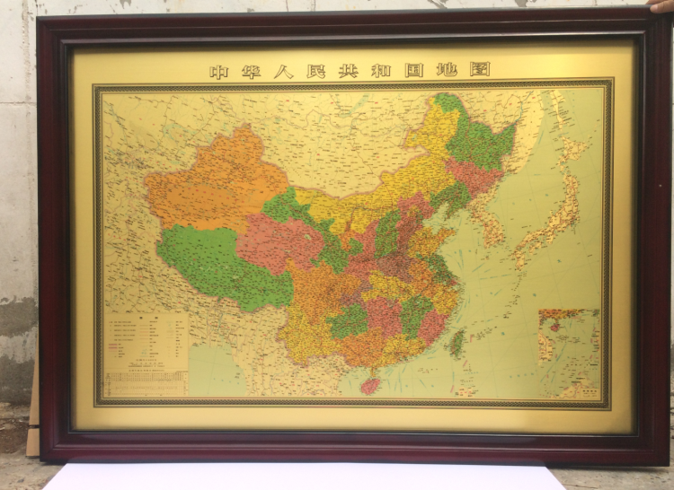 纯铜地图中国世界铜板雕刻画办公室装饰画书房挂画清明上河图铜版画