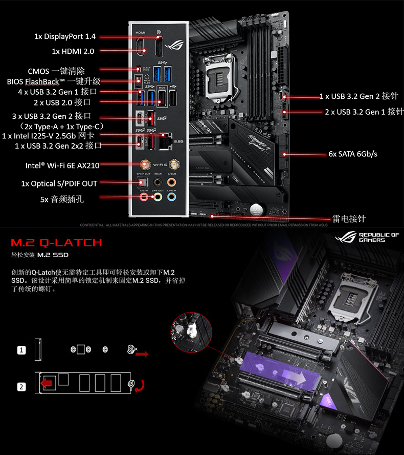华硕rog玩家国度 rog z590系列 m13h游戏吃鸡电竞主板 支持10代/11代