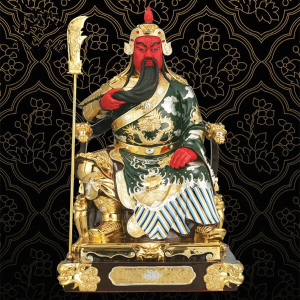 行天宫纯铜鎏金关公像关羽武财神关二爷神像供奉财神爷佛像 a款剑指
