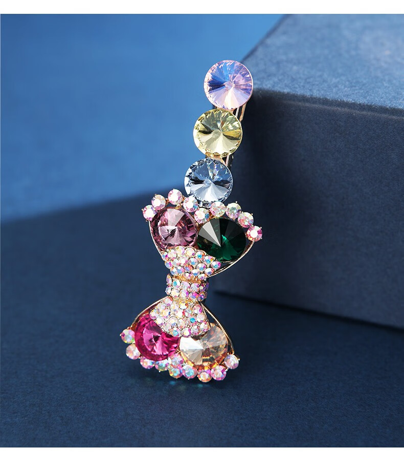 法蝶莎时尚品牌鸭嘴夹小众设计感边夹女士水钻发卡蝴蝶结发夹优雅奢华