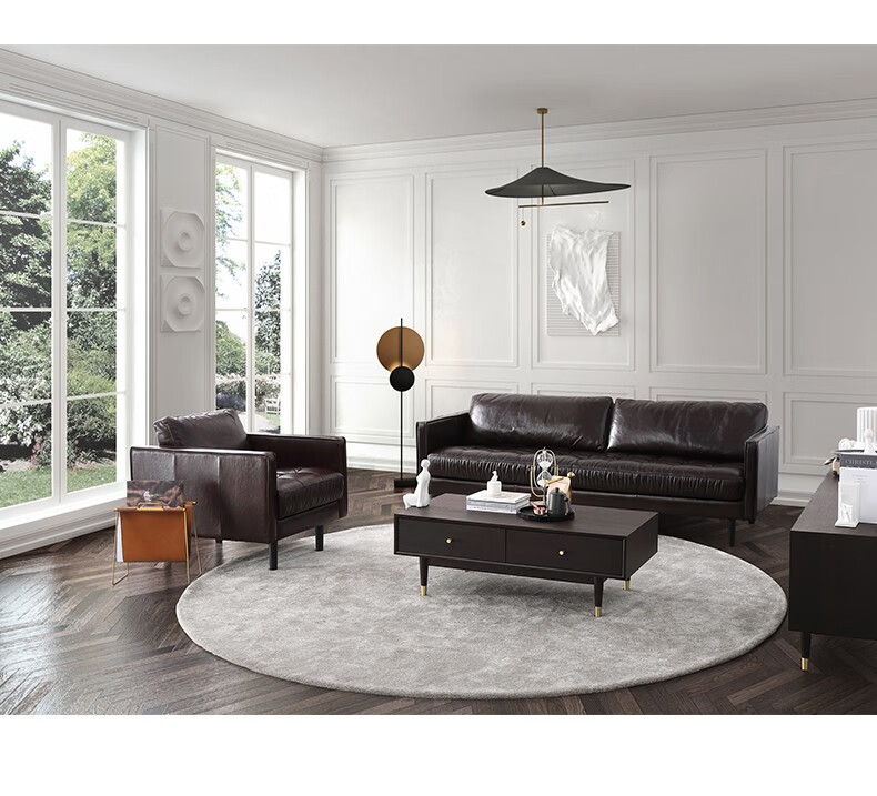 ashley爱室丽沙发北欧轻奢头层真皮沙发小户型客厅家具皮艺沙发组合