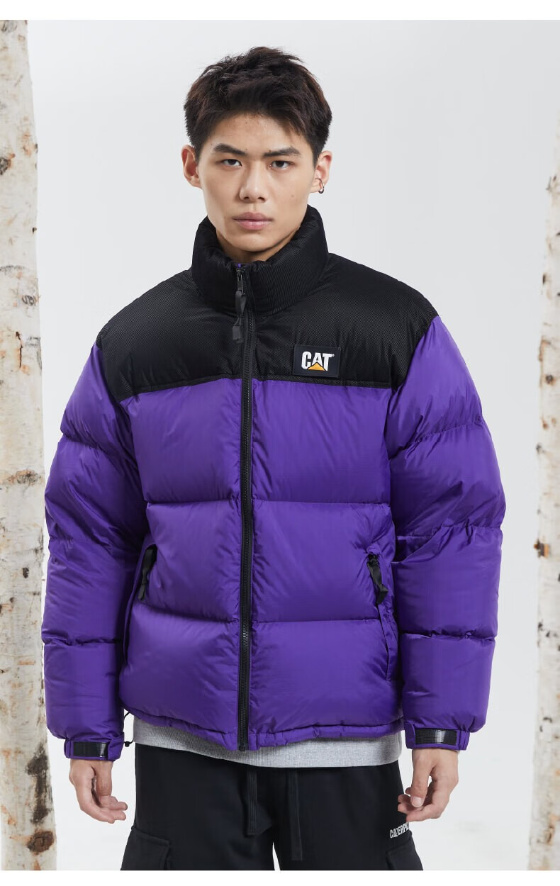 商场同款cat卡特灰鹅绒羽绒服男2021秋冬新款立领宽松保暖防风短款