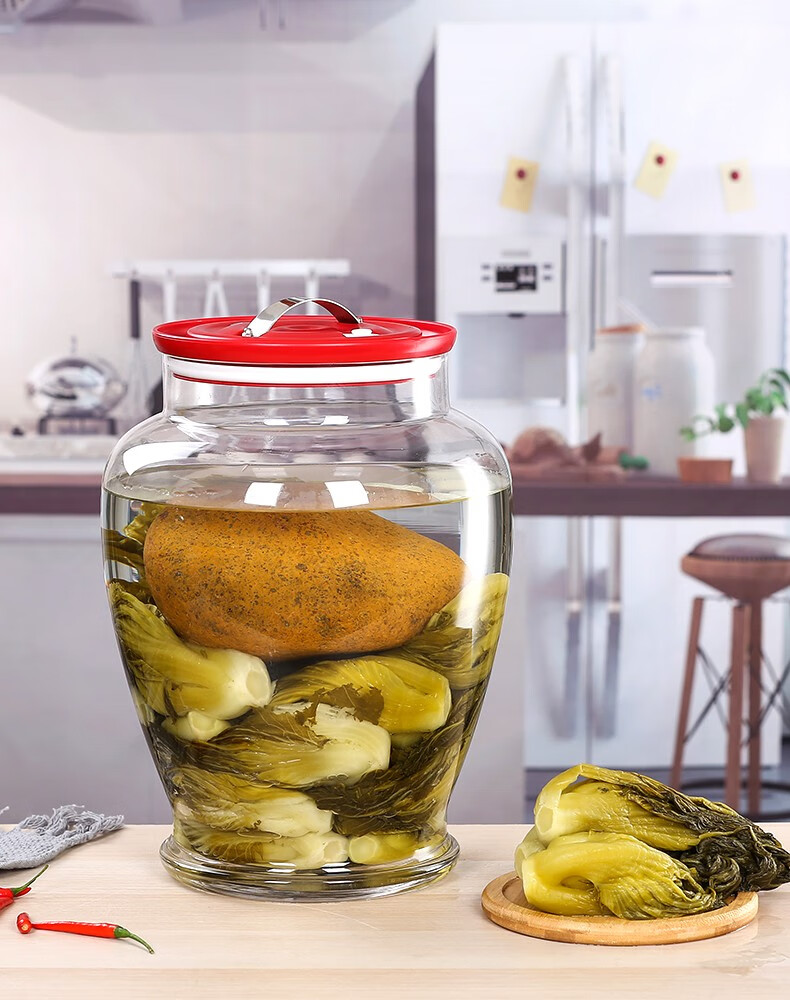 志方益玻璃泡菜坛酸菜坛家用透明腌菜坛子加厚大容量咸菜缸腌制罐密封