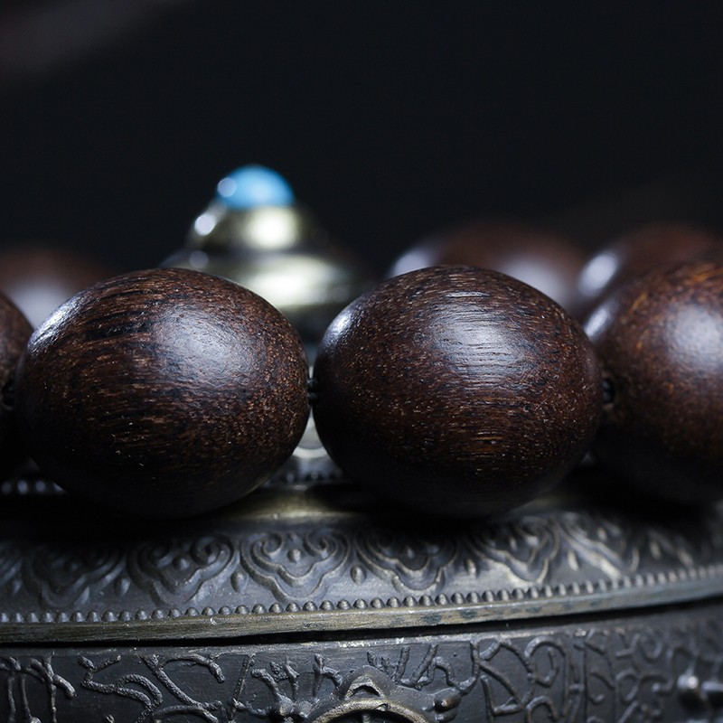 胤珩 越南芽庄天然黑油老料保真沉香木手串随型枣珠佛珠手链 随型枣珠