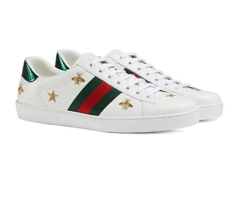 gucci古驰男士星星蜜蜂刺绣休闲板鞋白色386750a38f09073白色5