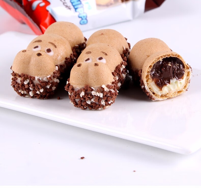 进口kinder健达开心快乐河马巧克力牛奶夹心威化饼干儿童零食103g2盒