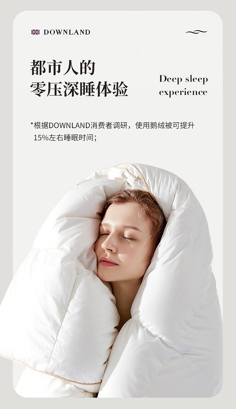 downland羽绒被95白鹅绒严选西伯利亚进口95白鹅绒五星酒店被子羽绒被