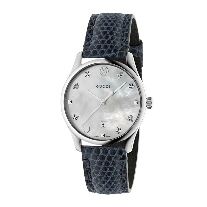 古驰guccigtimeless系列女表小蜜蜂绿色母贝春春同款国际大牌名表正品